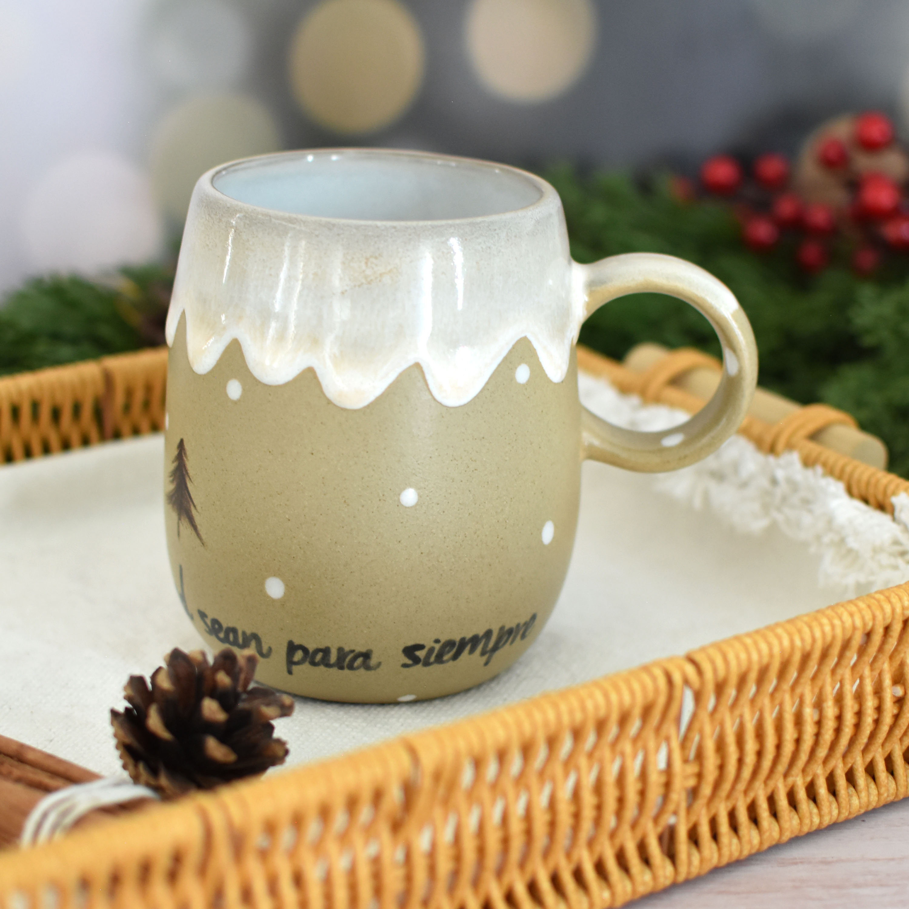 Taza Almendra "Que La Paz y la felicidad sean para siempre"