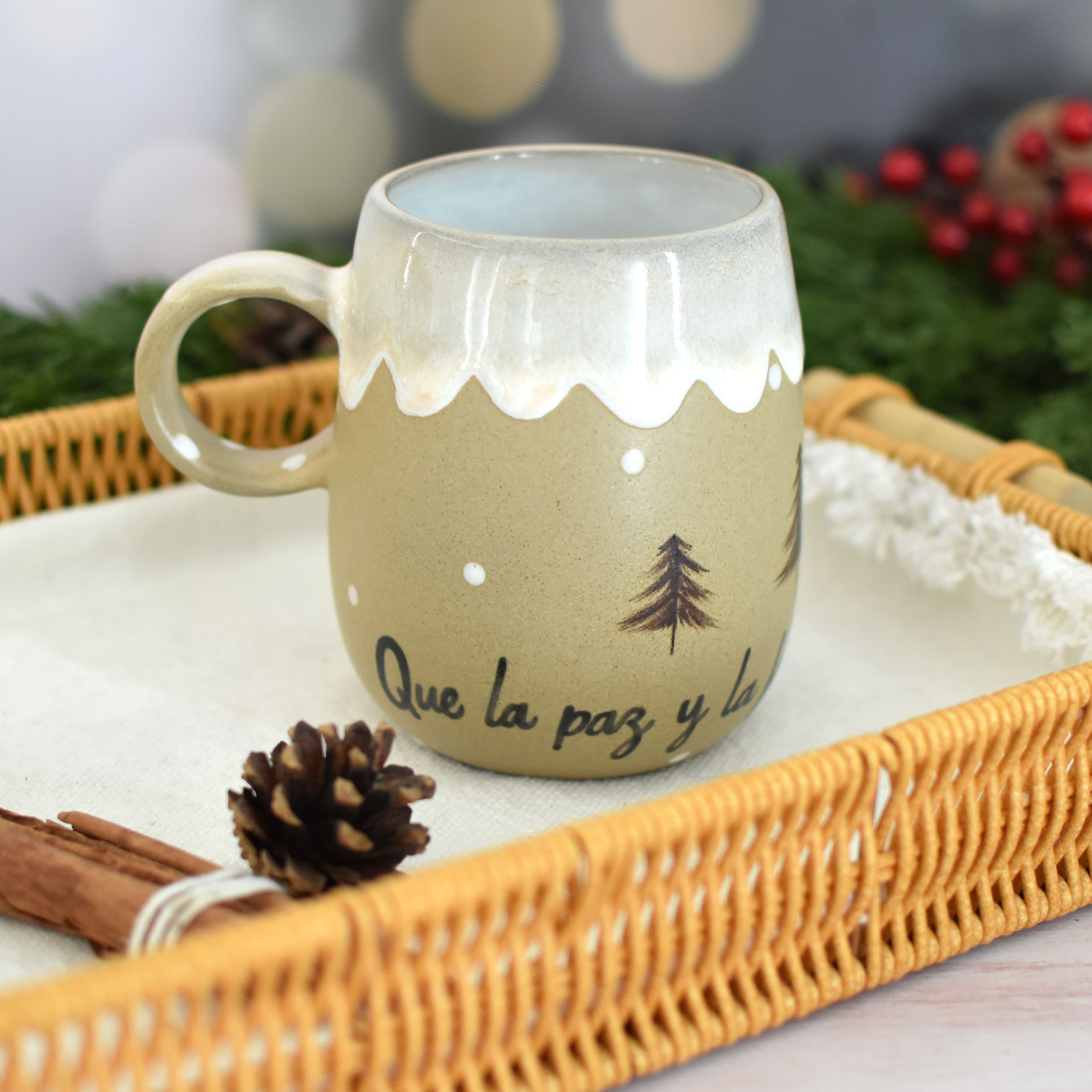 Taza Almendra "Que La Paz y la felicidad sean para siempre"