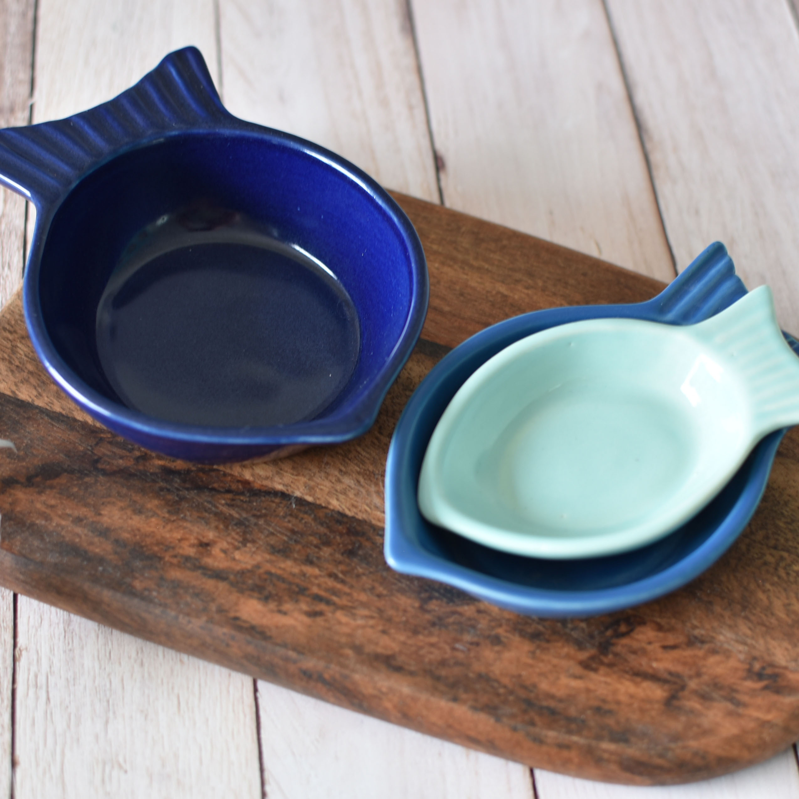 Set de 3 platitos en forma de Pez Azules