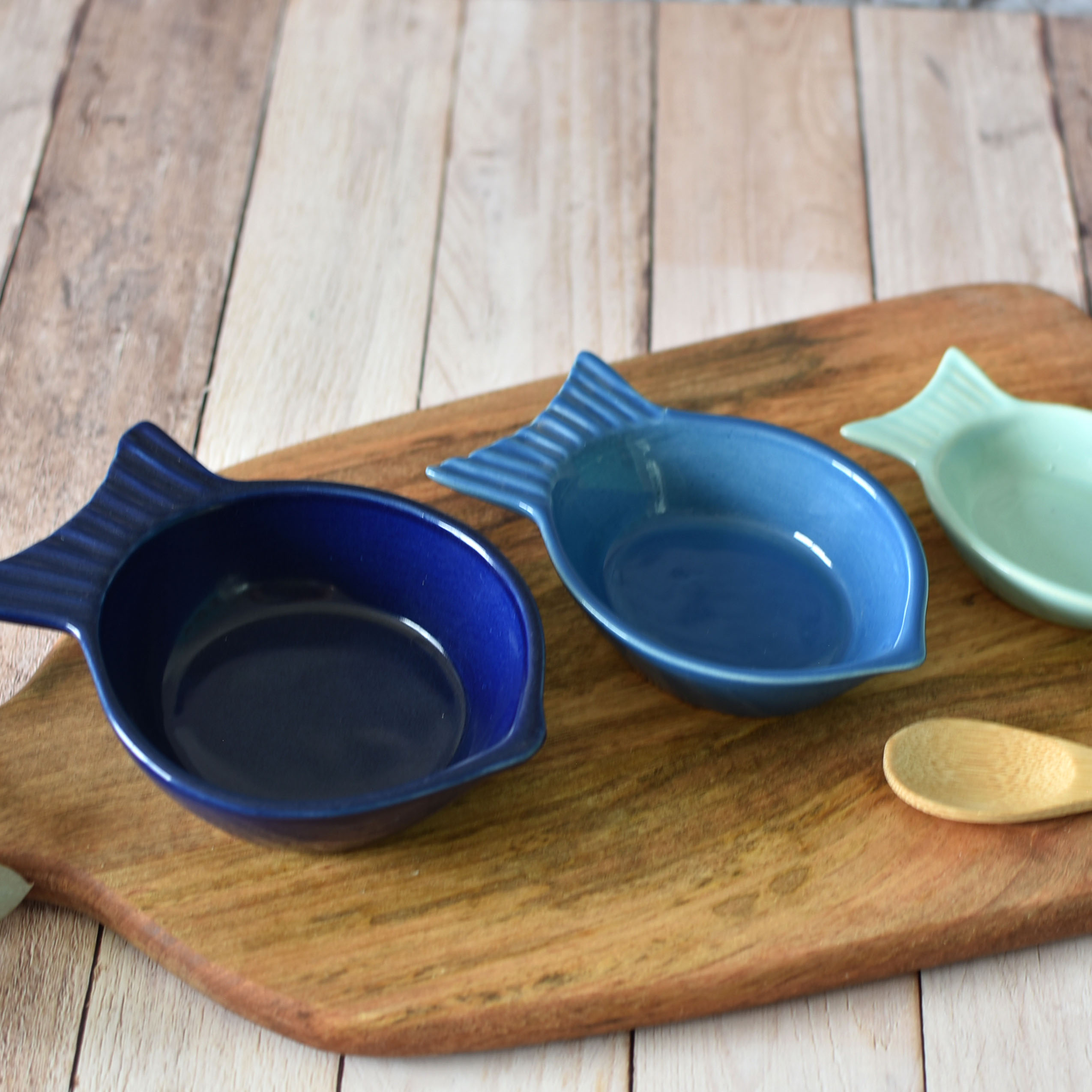 Set de 3 platitos en forma de Pez Azules