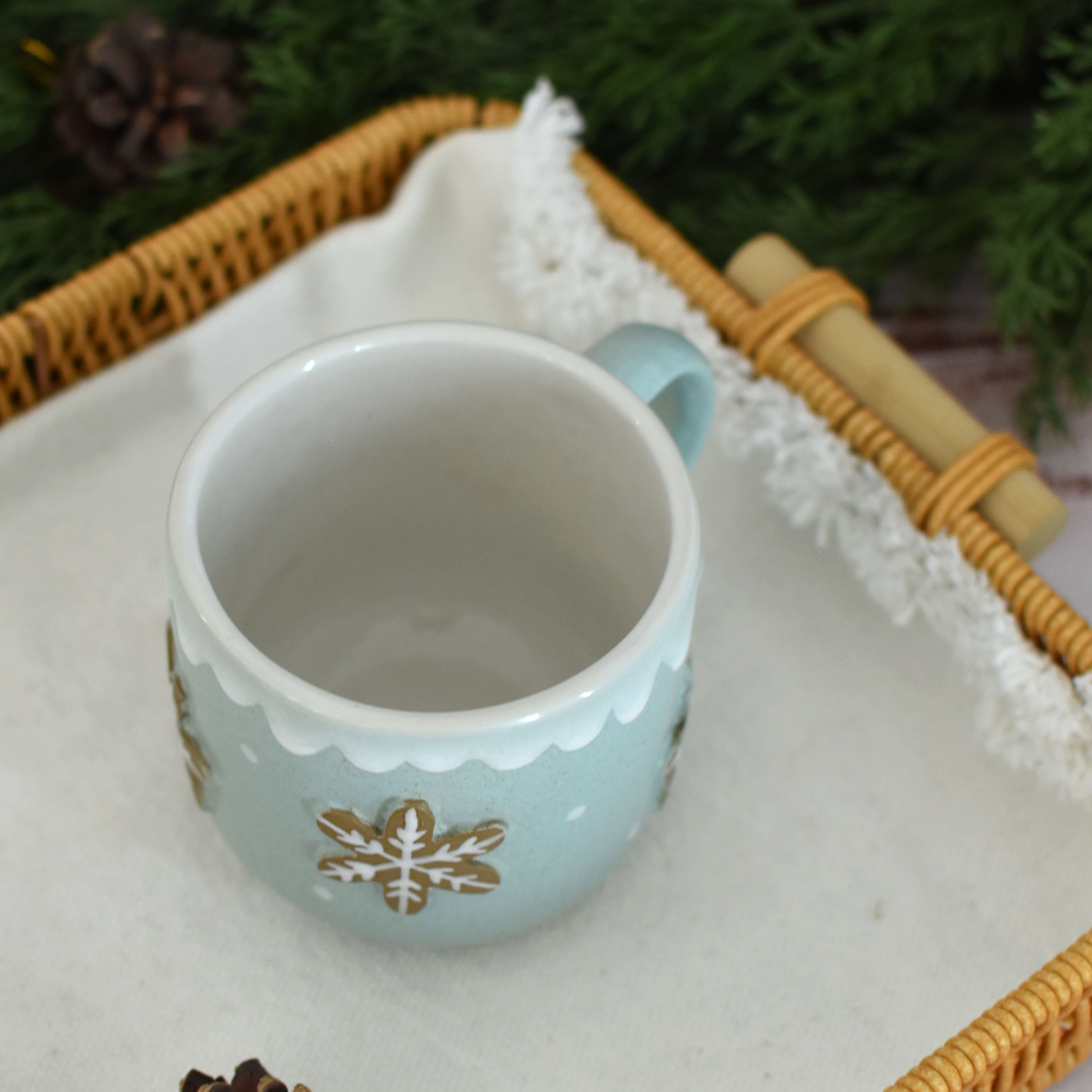 Taza Bohemia Relieve Copos de Nieve