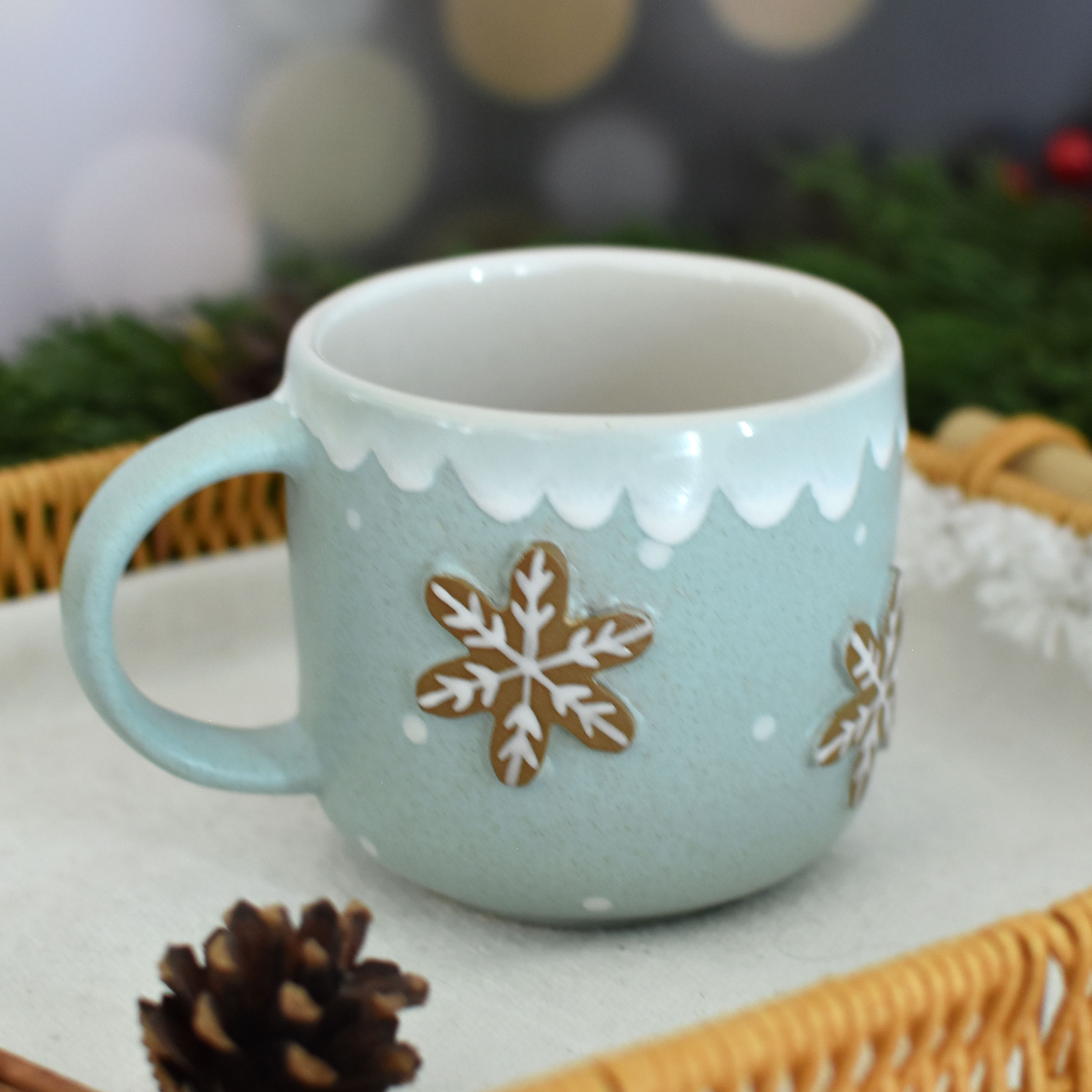 Taza Bohemia Relieve Copos de Nieve