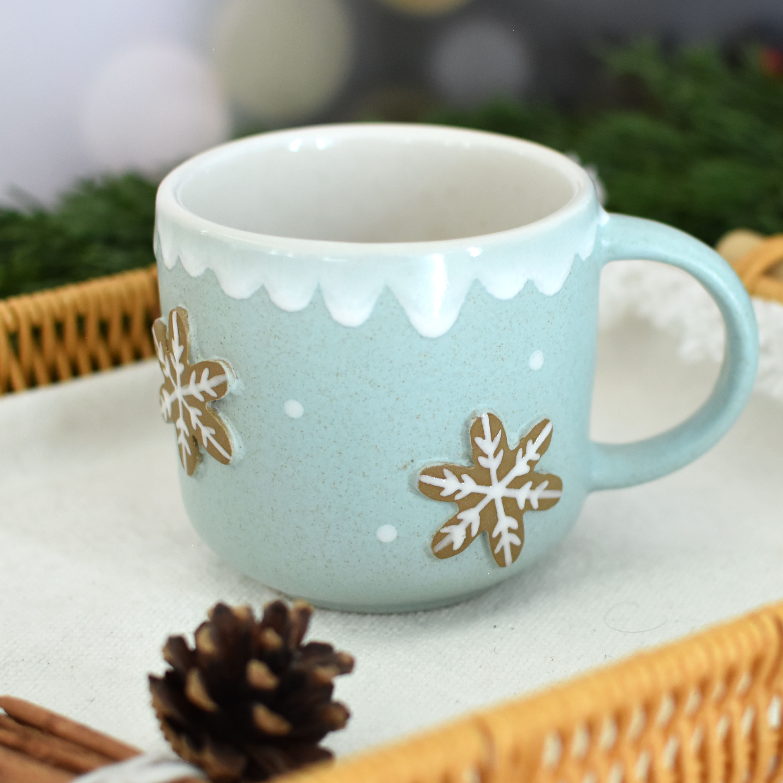 Taza Bohemia Relieve Copos de Nieve