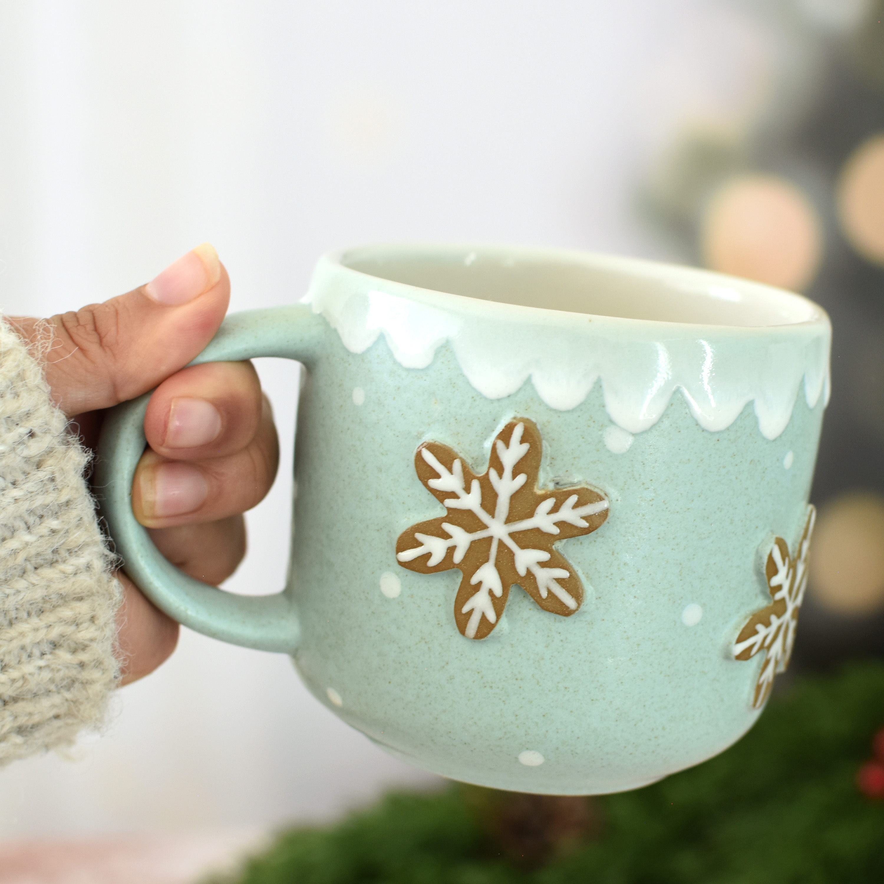 Taza Bohemia Relieve Copos de Nieve