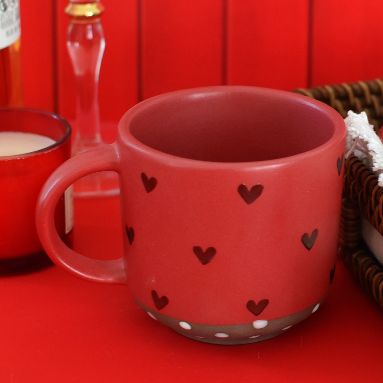 Taza Bohemia "Roja Corazones" Sin Frase