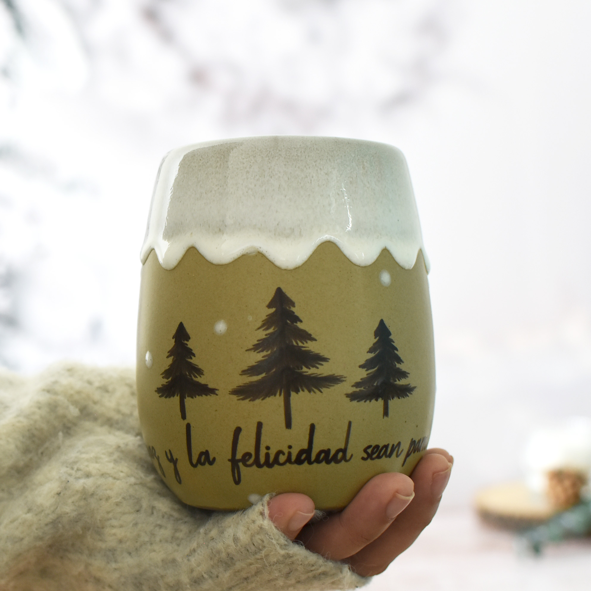 Taza Almendra "Que La Paz y la felicidad sean para siempre"