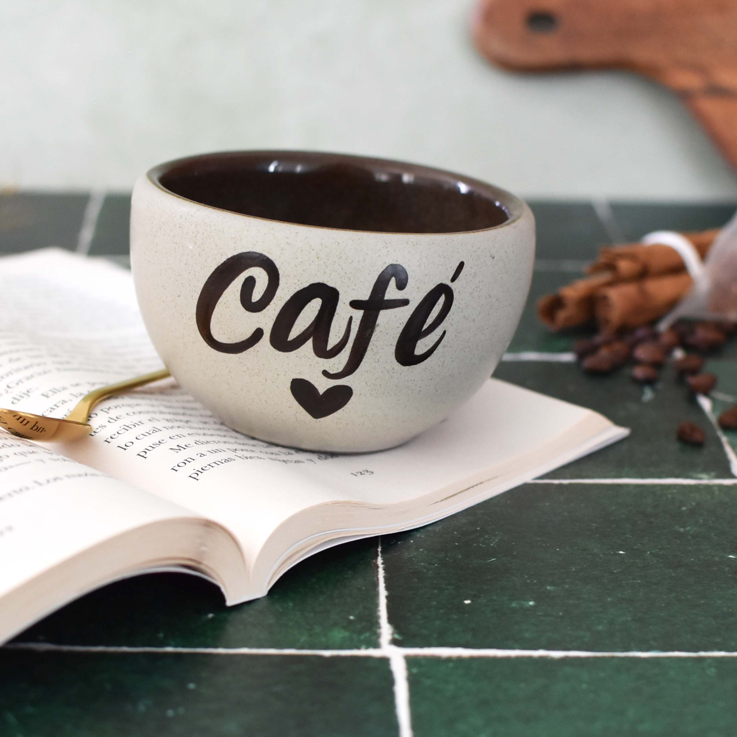 Taza Latte-Plata mate "Café"