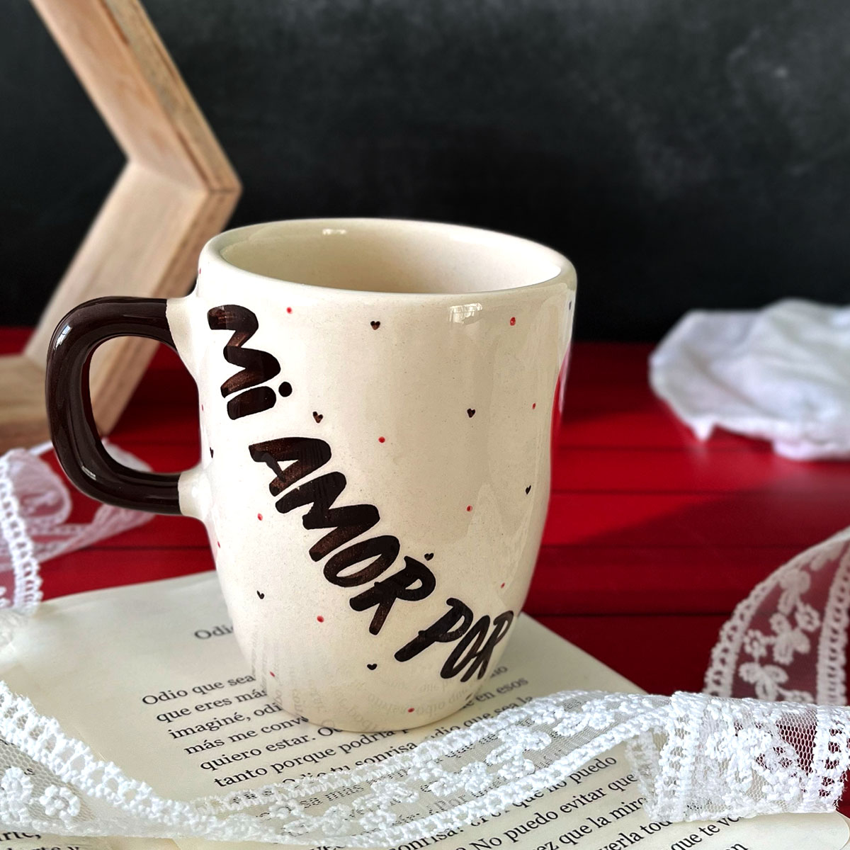 Taza Capuchino "Mi amor por ti es tan grande que no cabe en esta taza"