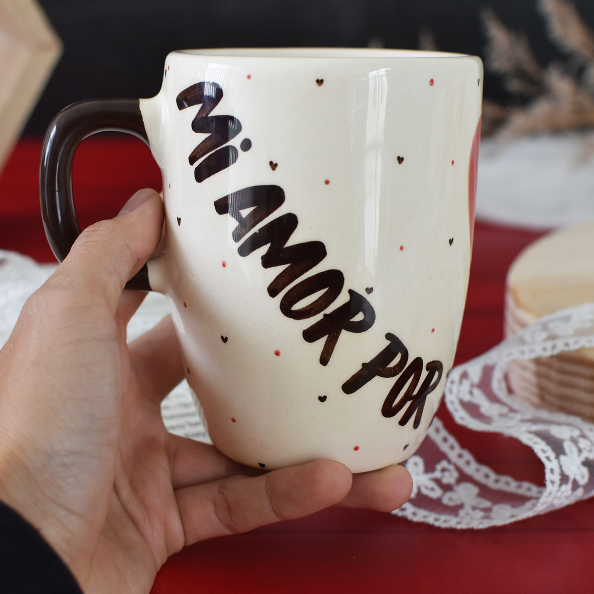 Taza Capuchino "Mi amor por ti es tan grande que no cabe en esta taza"