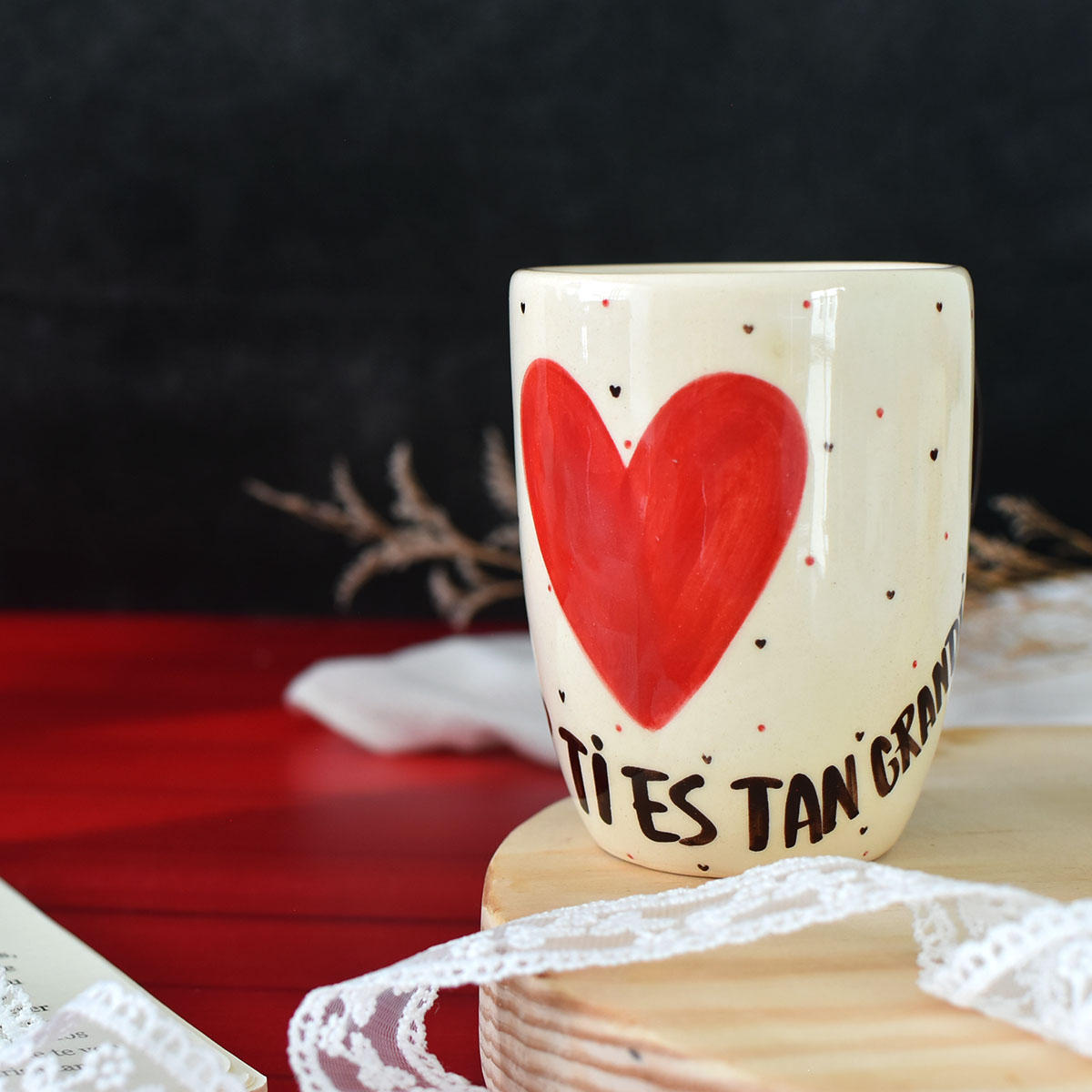 Taza Capuchino "Mi amor por ti es tan grande que no cabe en esta taza"