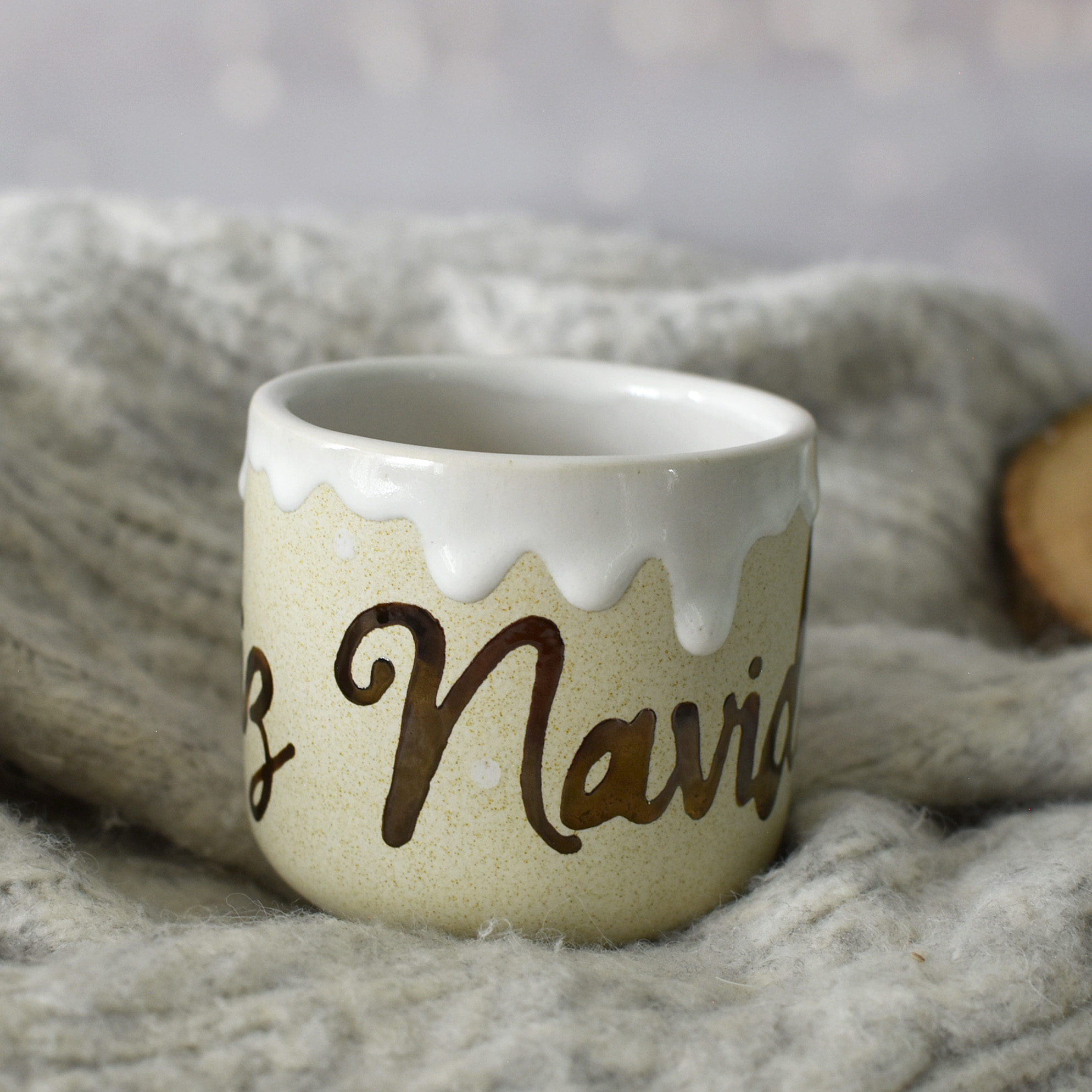 Taza Bohemia Blanca "Feliz Navidad"