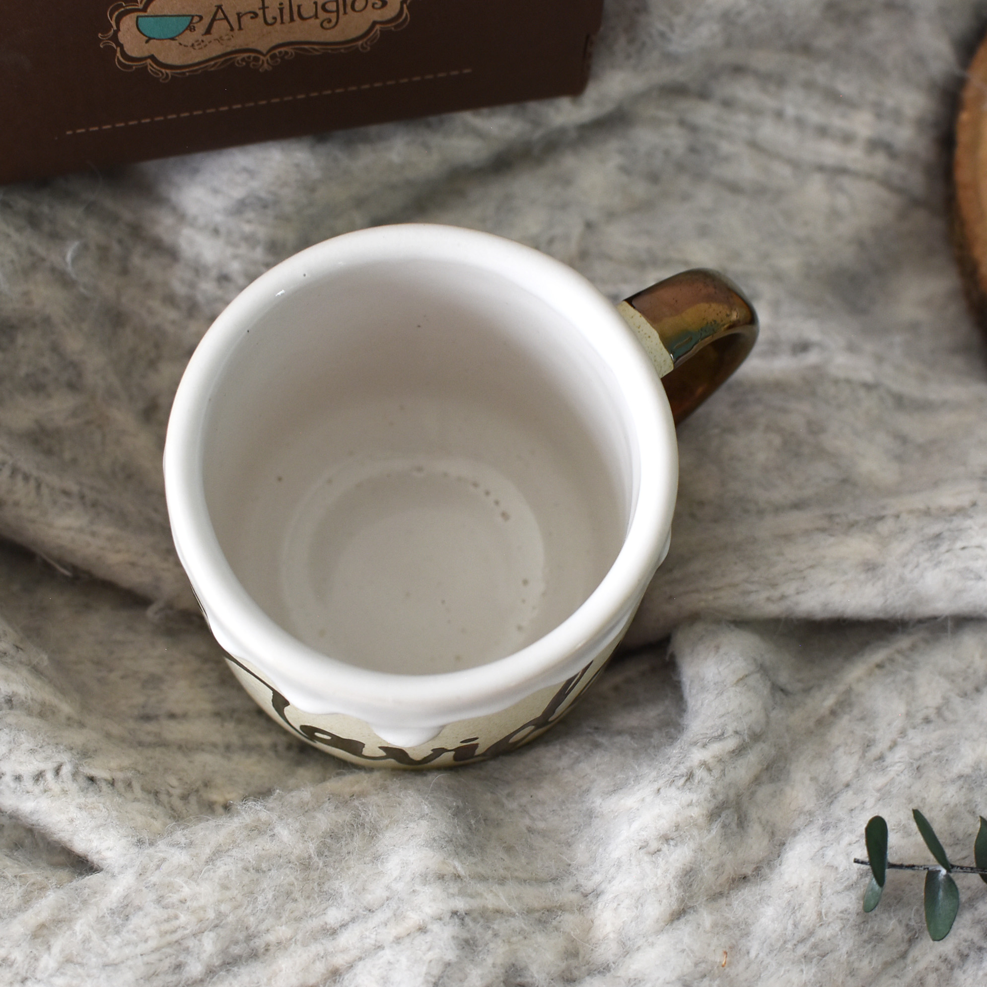 Taza Bohemia Blanca "Feliz Navidad"