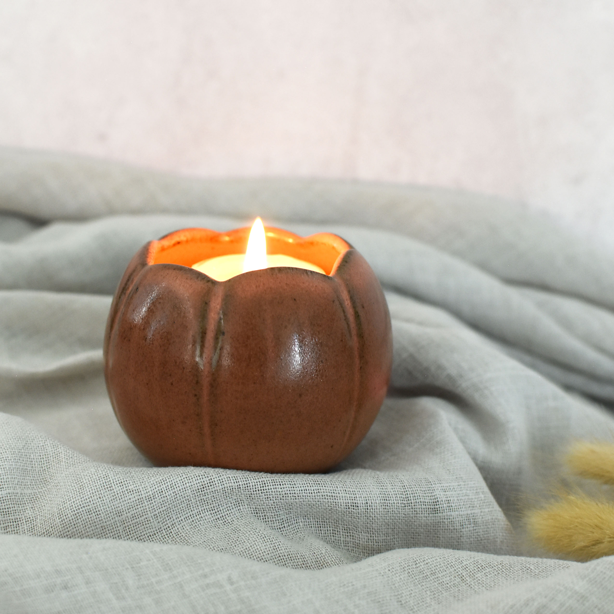Portavelas Calabaza Naranja